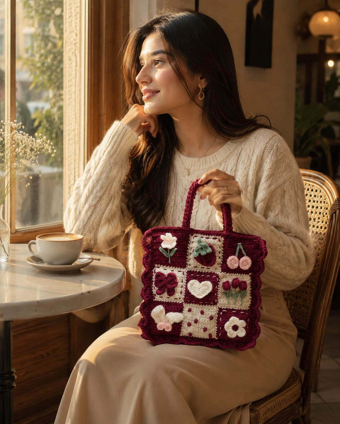 Crimson Tiara Crochet Bag