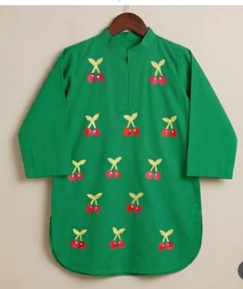 Green kids kurta