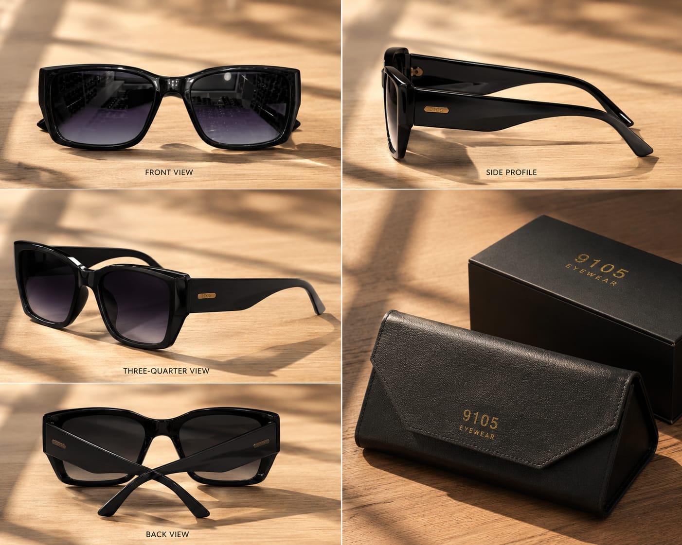9105 Eyewear Classic Square Sunglasses – Black