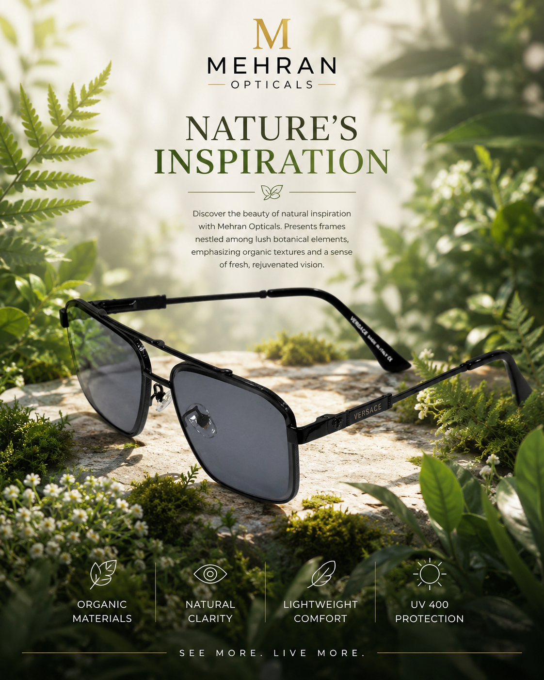 Versace Style Premium All-Black Square Aviator Sunglasses for Men