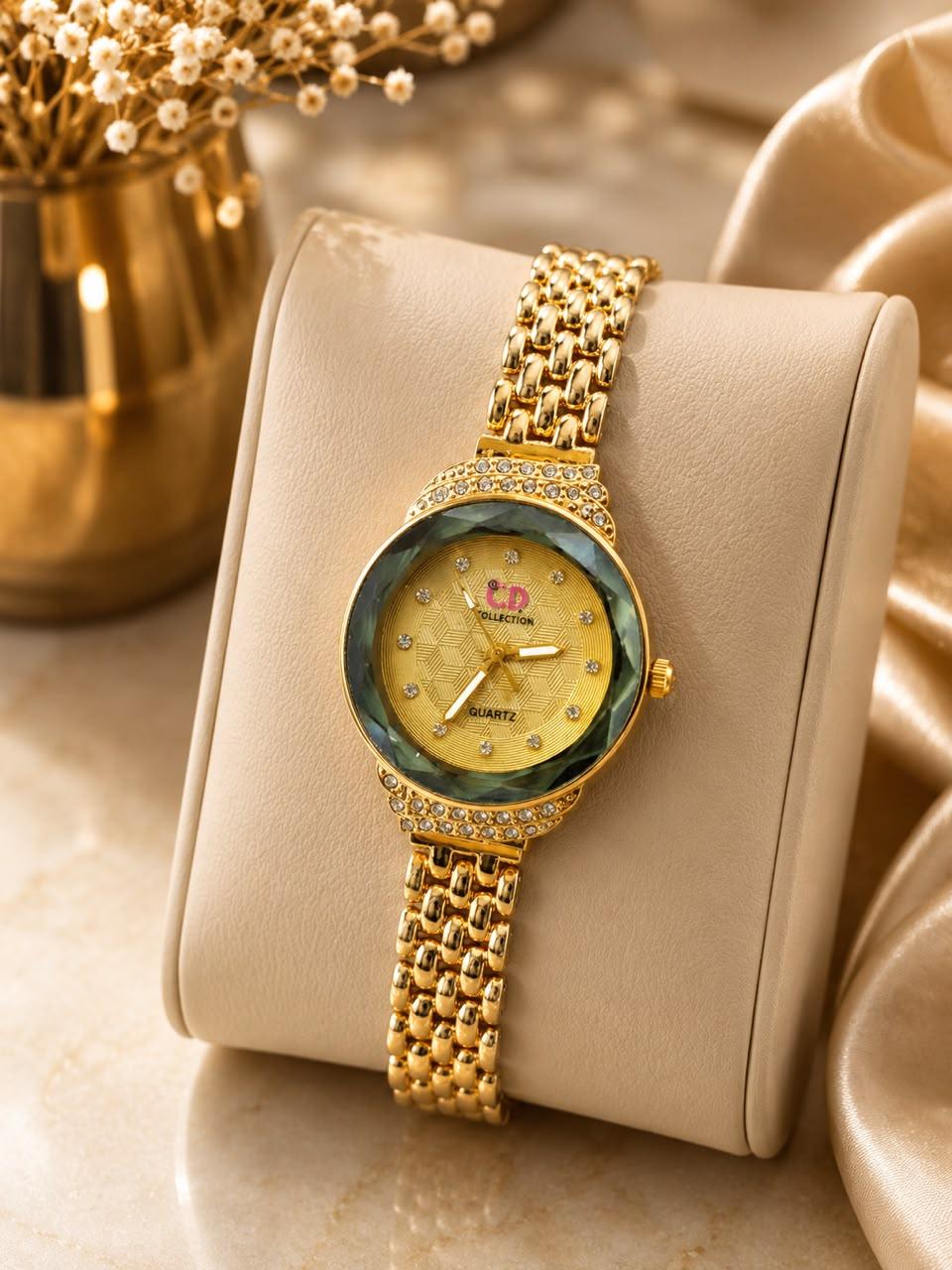 CD Collection Premium Crystal Studded Ladies Wristwatch – Elegant Quartz Watch for Women