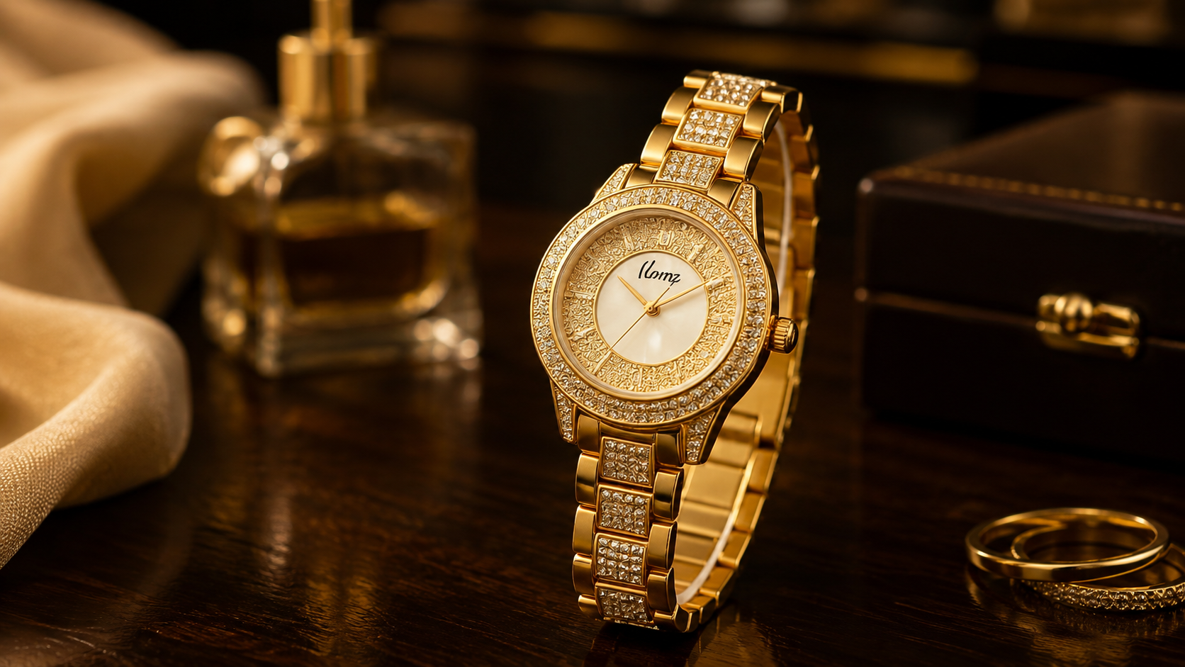 Premium Diamond Cut Glass Ladies Bracelet Watch – Iced-Out Stainless Steel Steel Watch for Women